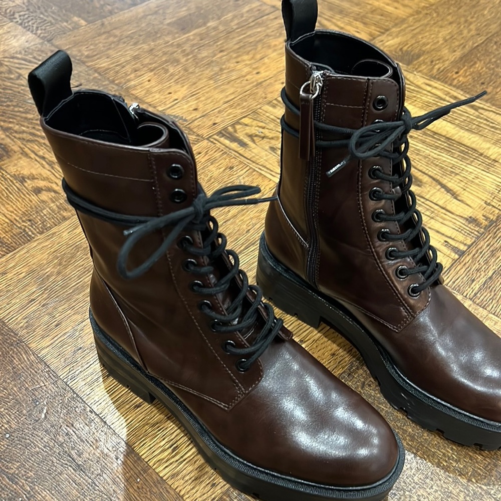 Zara low heel laced ankle boots